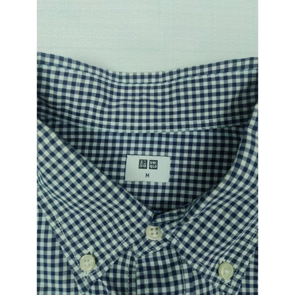 Uniqlo Mens Button Up Shirt Long Sleeve Size Medium Gingham - Picture 2 of 8